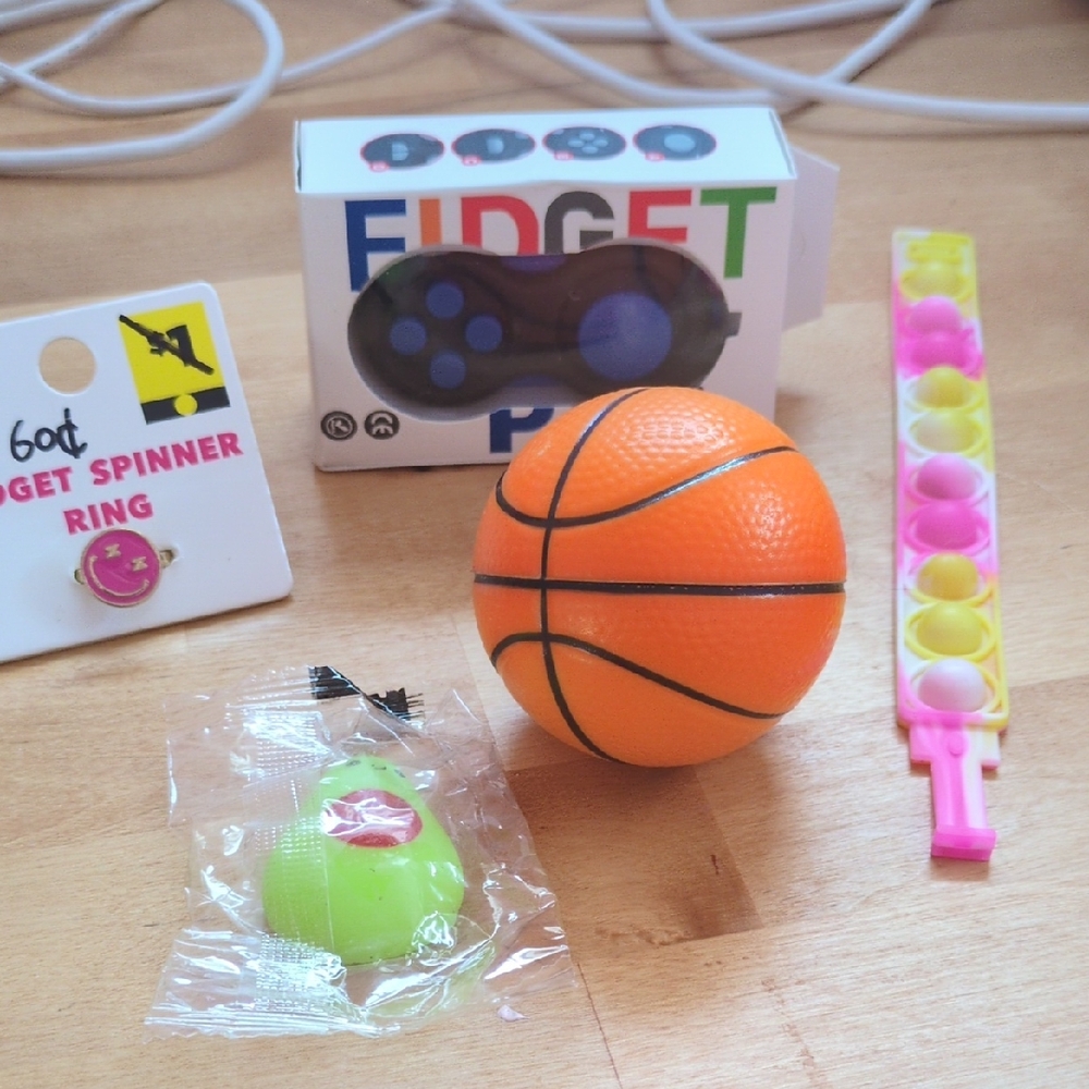 Kids Toy Set with Orange Basketball and Pink Fidget Spinner